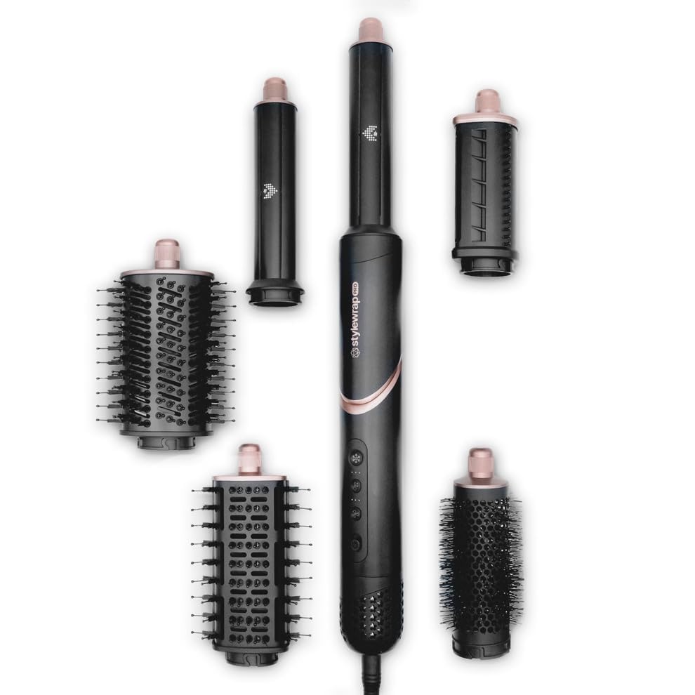 SRILabs StyleWrap Pro 7-in-1 Coanda Air Hair Multi Styler Dryer Brush with Negative Ions Lighter and Foldable Design Quiet Brushless Motor Aviation-Grade Aluminum Memory Function