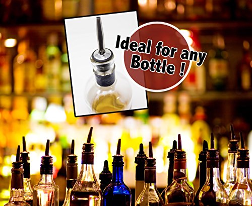 12 Stuks RVS Schenktuiten - Lekvrije Schenker/Schenkdoppen voor Cocktails met Rubberen Afsluit Ring - Past op Elke Fles - Image 6