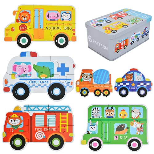 JOKFEICE Holzpuzzle Für Kinder 2–6 Jahre – 4 Tiermotive, Groß & Sicher