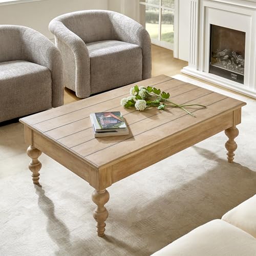 HULALA HOME Wood Lift Top Coffee Table with Storage, Farmhouse Convertible Dining Table for Living Room, Large Rectangle Rustic Central Table with Hidden Compartment, Natural
