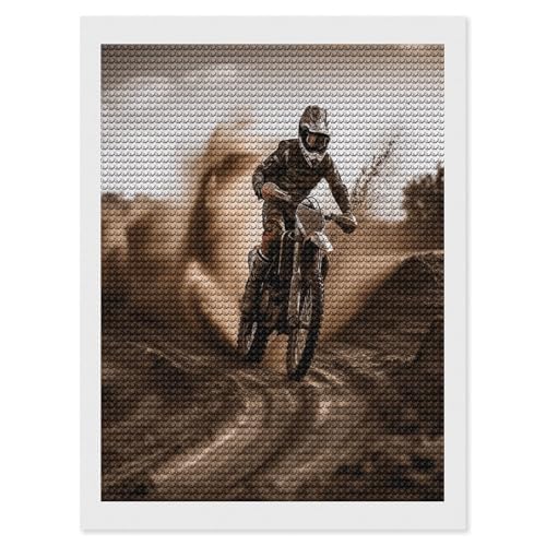 Pintura de diamante de motocross para adultos, cuadro de cuentas redondas VstaDank 12x16