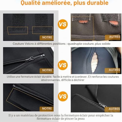 KUMAYES Débardeur de sudation homme Gilet sauna minceur T-shirt amincissant Ceinture néoprène fitness Body shaper – vue 6