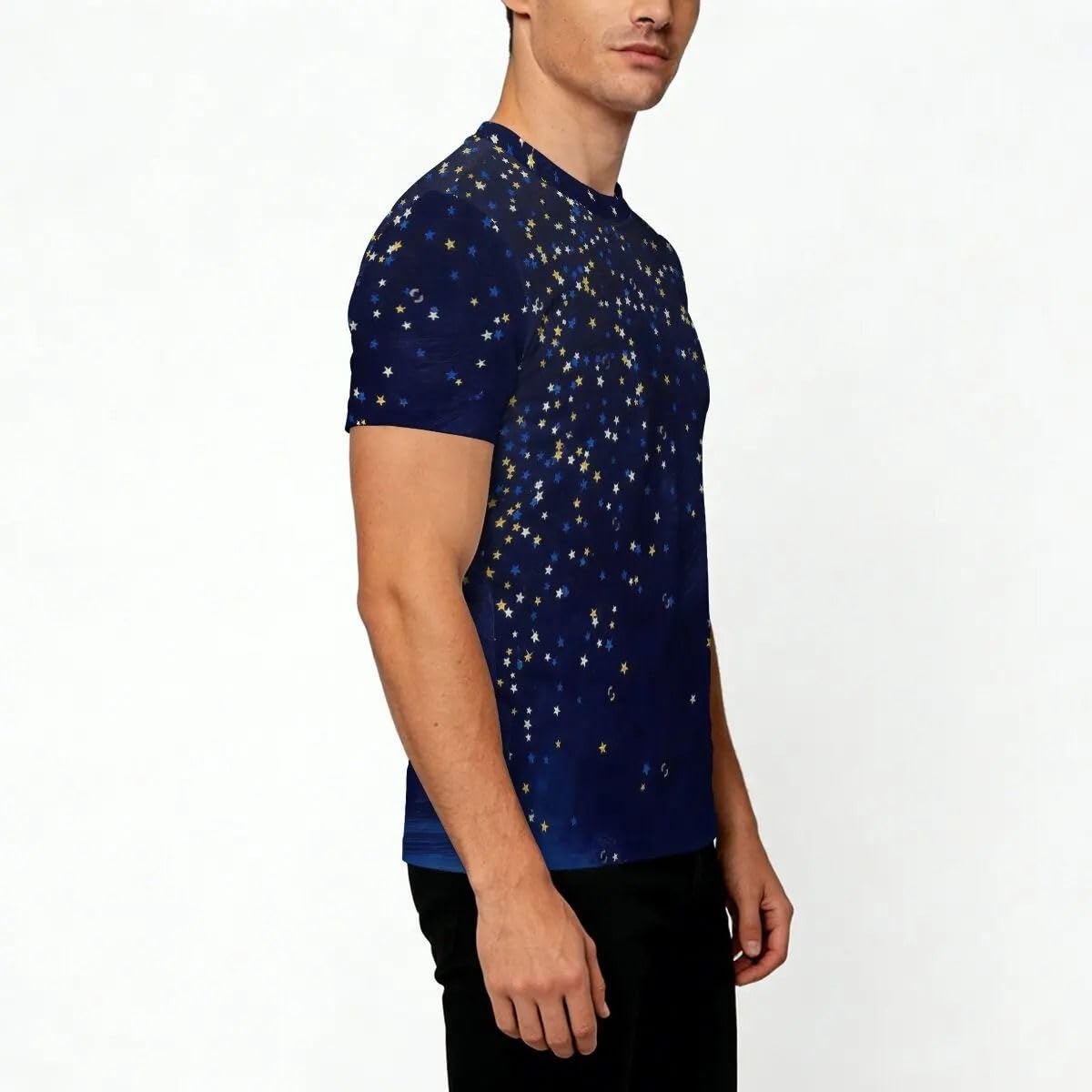MORISTE Maglietta Uomo Traforata Stampata, Larga Manica Corta Casual Top