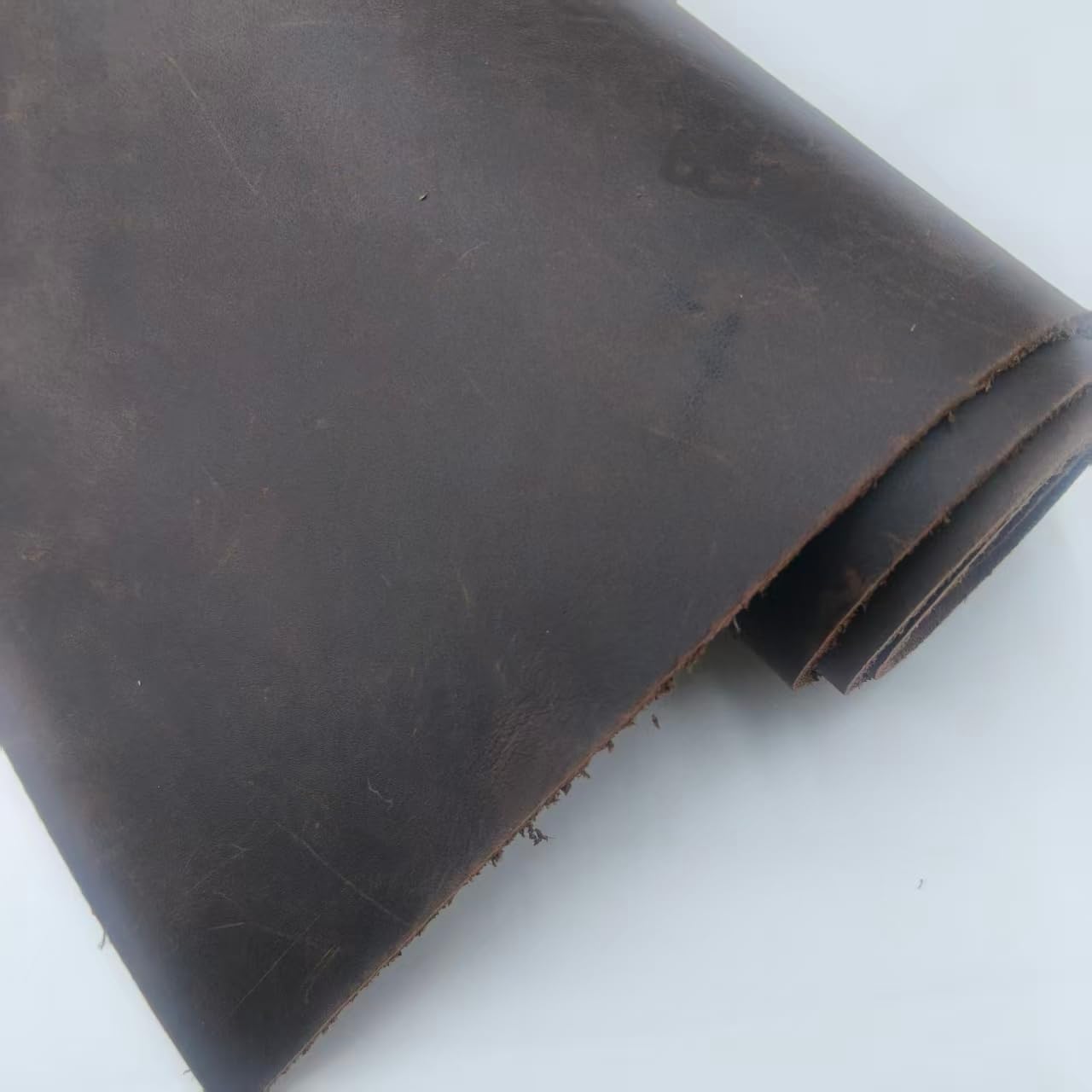 Crazy Horse Leather Sheets, Brown, Genuine Cowhide Top Grain Leather, 2.0mm Thickness, Leather Craft Pieces (Reddish 10×12 in 3 pc)