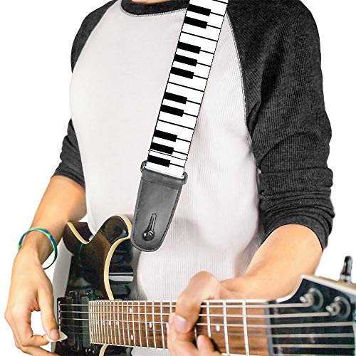 Sangle de guitare à boucle – Touches de piano – 5,1 cm de large – 73,7 à 137 cm de long - Les Beatles, Paul McCartney, John Lennon, RIngo Starr, George Harrison Sangle de guitare à boucle - Touches de piano - 5,1 cm de large - 73,7 à 137 cm de long – Image 3