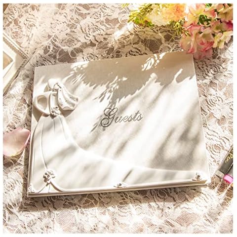VENY TAYA Elegant Wedding Guest Book with 3 Metallic Pens, Hardcover Guest Book Wedding Reception, Sign in Polaroid Photo Guest Book, 9.8” x 7.9”, 96 Pages Cover