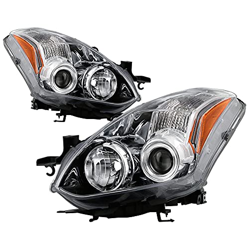 Carpart4u Aftermarket OEM Style Halogen Projector Headlights for Nissan Altima Coupe 2010-2013 (Chrome)