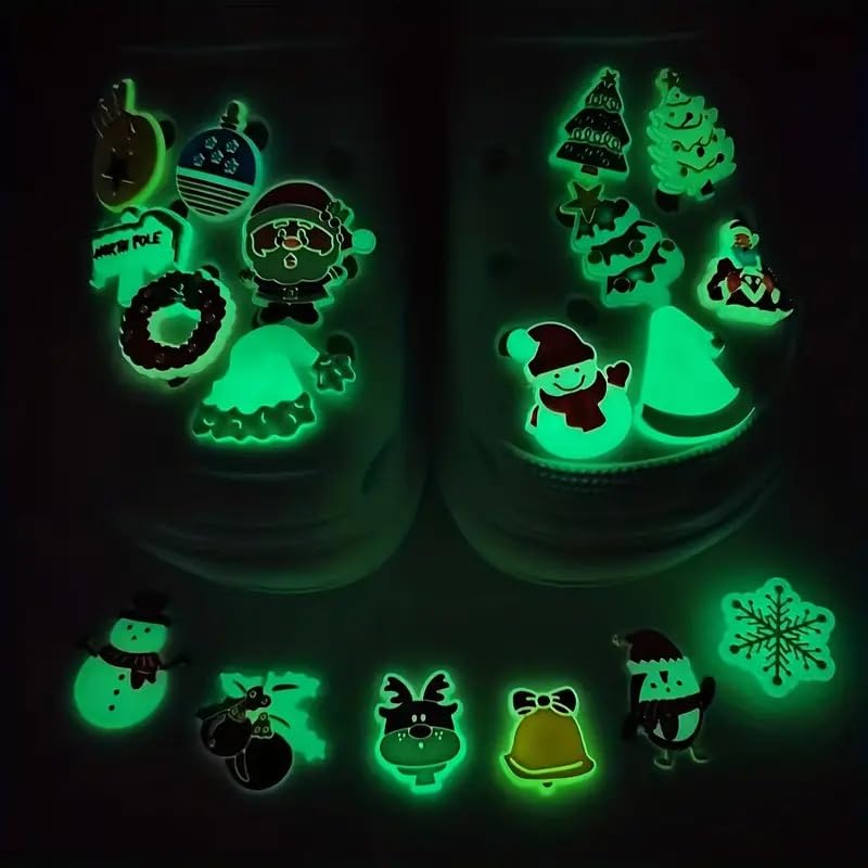 Glow in the Dark 16 PCS NightSeries Christmas Shoe Charms: Easy Attach. Your Purchase Brings Christmas to a Child in Need2