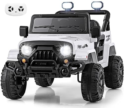 OLAKIDS Ride on Truck, 12V Battery Powered Electric Vehicle for Kids with Remote Control, Bluetooth, Power Display, LED Lights, Music Player, Ride on Toy for 3+ Boys Girls (White) - image 1