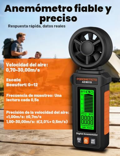 Miniatura 3 de Porometisto Aem01s Anemómetro Digital, Anemometro Portátil Con Diseño De Carcasa Antideslizante, Adecuado Para Hvac, Deportes Al Aire Libre, Navegación Industrial Y Seguridad Industrial
