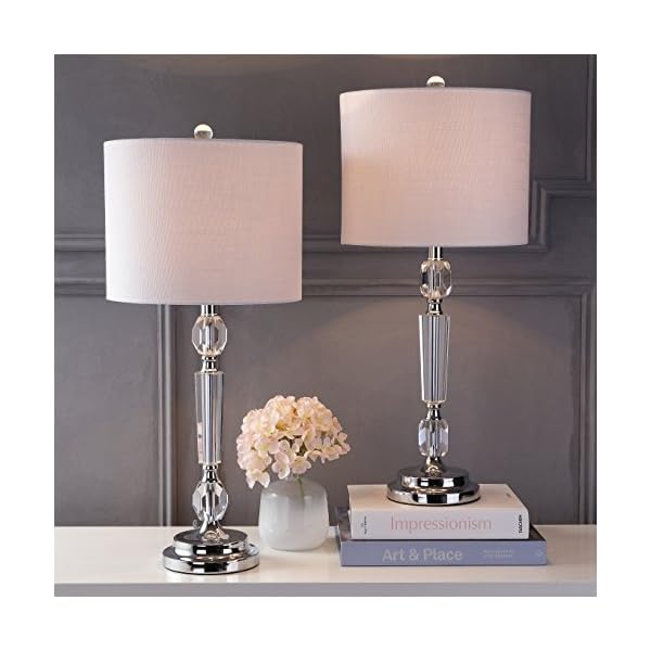 JONATHAN Y JYL2047A-SET2 Set of 2 Table Lamps Victoria 27" Crystal LED Table Lamp Modern Contemporary Bedside Desk Nightstand Lamp for Bedroom Living Room Office College Bookcase, Clear - Image 3