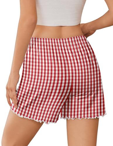 Image of Ekouaer 2 Pack Womens Pajama Shorts 2026 Summer Casual Lounge Sleep Short Ruffle Soft Comfy Pj Bottoms with Pockets