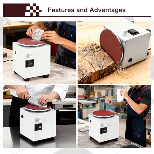 Image of 4 inch /6 inch Mini Disc Sander & Bench Grinder, Forward /Reverse&Stepless Speed Control for Wood, Metal, Stone, Scissors Sanding (6 Inch)