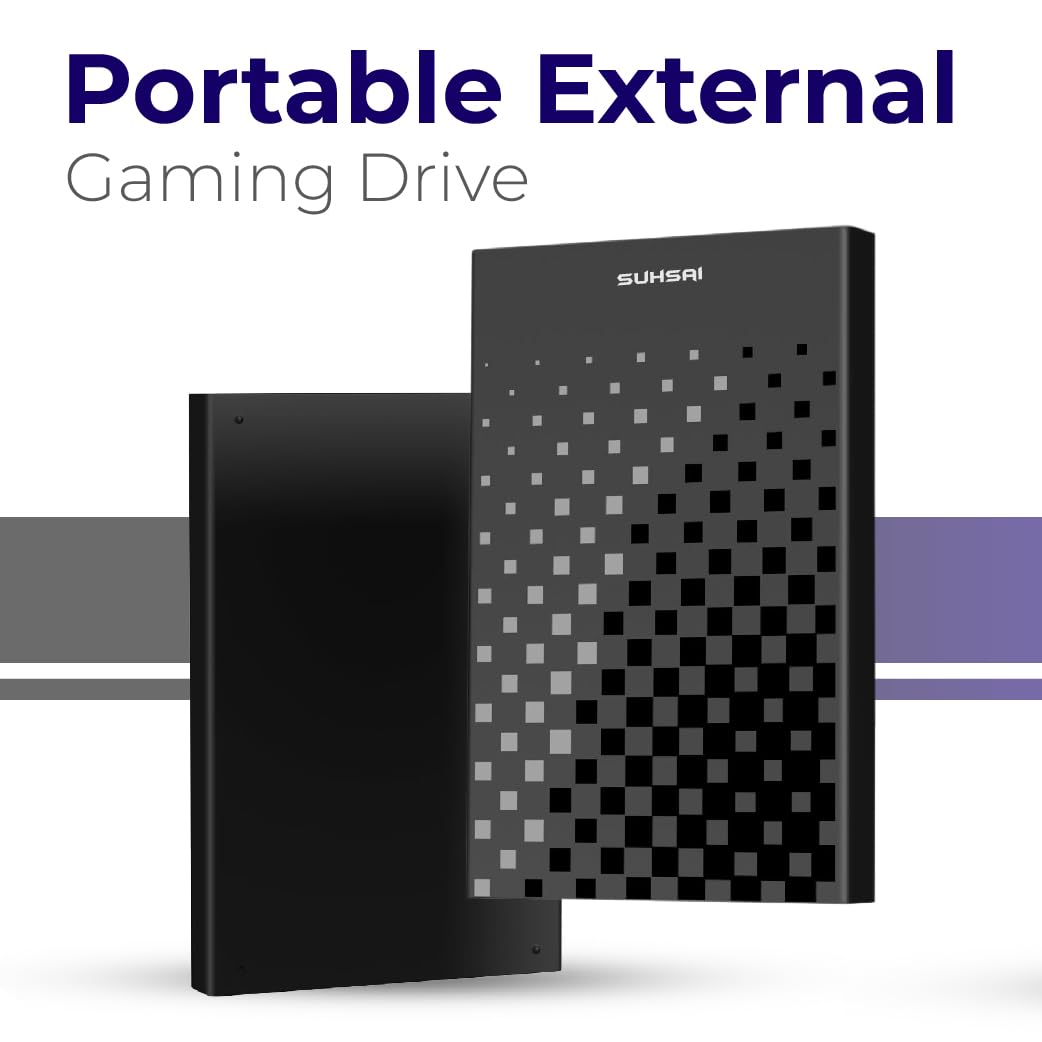 SUHSAI Disco rigido esterno 1 TB USB 3.0 Plug & Play per il gaming | Elevata velocità per laptop, PC, Mac, computer desktop e console di gioco. Design compatto e leggero per il backup dei dati.
