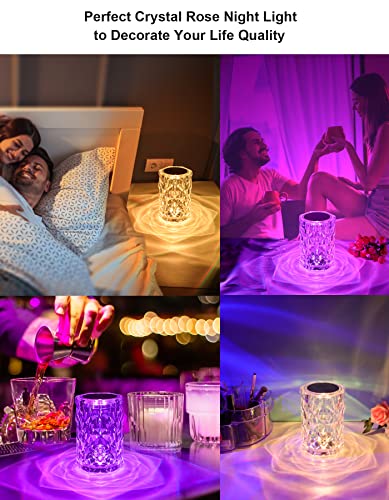 Crystal Lamp, Touch Control Rose Crystal Table Lamp With 16 Rgb Color Changing Dimmable Night Light, Led Lamps For Bedroom With Type C Port & Remote, Gift For Kids Teens Girls Boys Adults Lover #TOP6