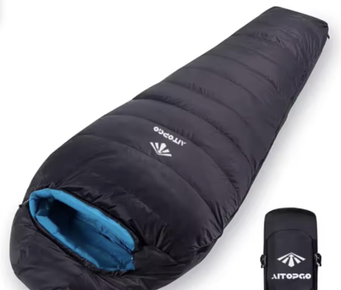 Gigoteuse - 20 x 30 cm - 3 saisons été et hiver - Petit format de pliage - Confort - 210 x 75 cm - Léger et compact - Pour l'extérieur, le camping, la randonnée et les festivals - Sac de