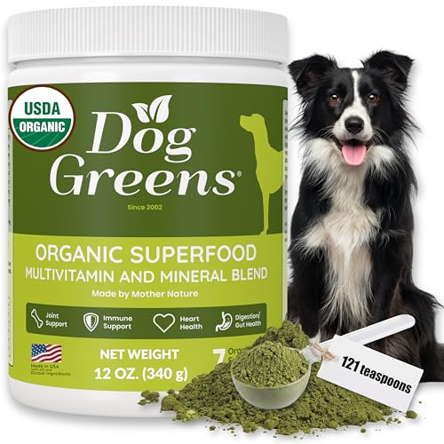 Dog Greens Superfood Multivitamin Powder - Dog Vitamins and Supplements Organic Kelp Spirulina Sea Moss for Homemade Food Kibble and Raw Meals Energy Immune Joint & Skin Support for All Ages