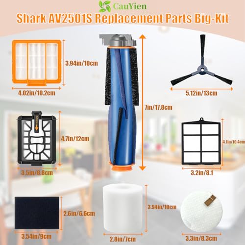 Image of Replacement Parts for Shark AI AV2511AE AV2501S AV2610WA AV2501AE RV2502AE RV2610WA AV2510AOUS AV2510SOUS RV2610WD 2-In-1 AI Ultra Robot Vacuum Cleaner,Main Brush, HEPA Filter, Foam Filter,Side Brush