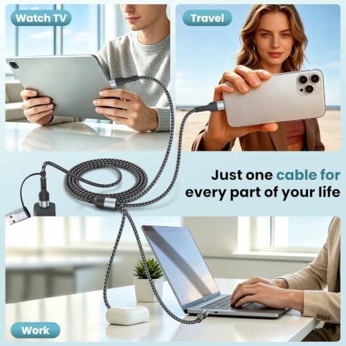 Image of Travel Essentials Multi Charging Cable,4 in 2 USB C Splitter Cable 2Pack 5F