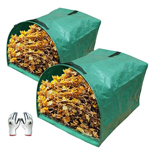 Gardzen 2-Pack Large Yard Dustpan-Type Garden Bag for Collecting Leaves - Reuseable Heavy Duty Gardening Bags, Lawn Pool Garden Leaf Waste Bag - 53 Gallon Per Bag, Come with Gloves
