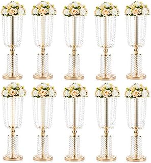 10 Pcs 23.75 inches Gold Vases for Centerpieces Tall Crystal Metal Vase Flower
