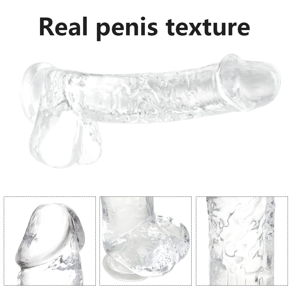 Small Realistic Clear 6 inch Cute Dildo,Adult Sex Toy with Suction Cup Dildo, Suitable for Beginner Women/Men/Gay with Thin and Slim Poke, can be Use for G-spot and Anal: Transparent