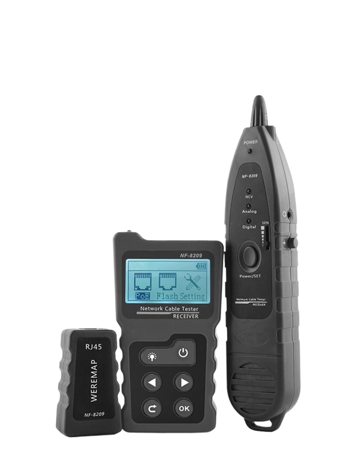 Localizzatore di Cavi, Tester for cavi di rete NF-8209, misuratore lunghezza, display LCD, strumenti PoE