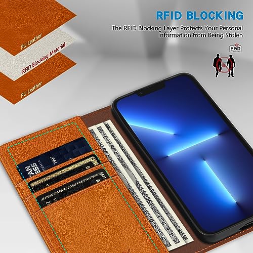 Image of ZZXX for iPhone 13 Pro Wallet Case Strong Magnetic 6.1 inch,Brown