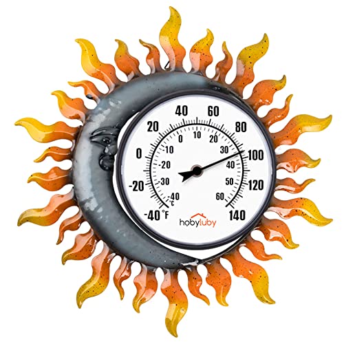 Vewogarden Indoor Outdoor Thermometer, No Batteries Required Sun And Moon Decorative Waterproof Wall Thermometer With Large Numbers For Patio, Home, Room #TOP26