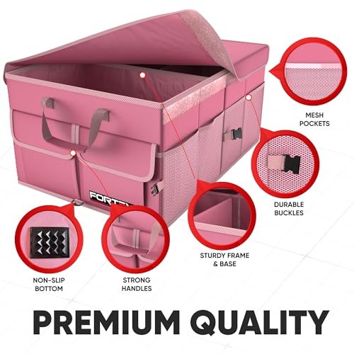 FORTEM Trunk Organizer For SUV Car Trunk Organizer, Foldable Storage, Car Accessories for Women Men, Collapsible Bag, Perfect Christmas Gifts, 600D Oxford, Non Slip Bottom, Straps, Soft Cover (65L)