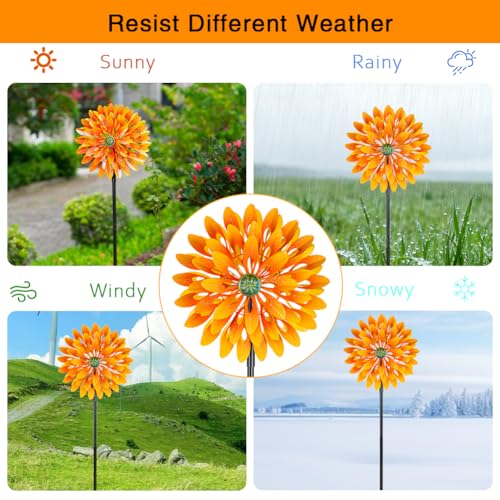 Image of VEWOGARDEN Sunflower Wind Spinner with 6 Blades, Metal Kinetic Wind Spinners Outdoor for Yard, Garden, Lawn Decorations