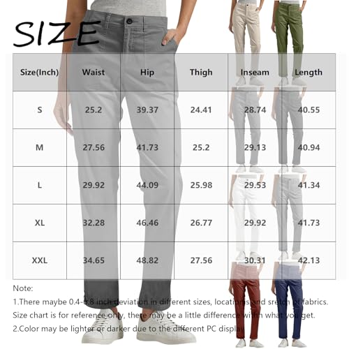 Womens Work Pants High Waisted Lightweight Cargo Joggers Relaxed Fit Petite Rolled Hem Chinos Dressy Casual Crop Pants3
