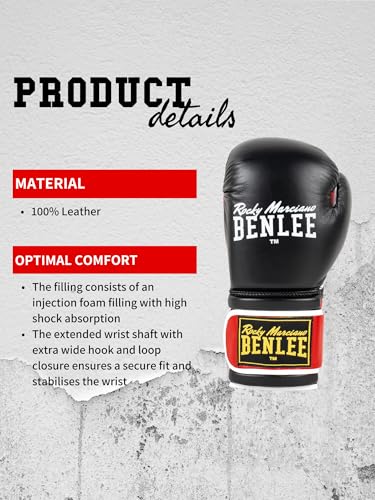 Benlee Rocky Marciano Sugar Deluxe - Guantes de Boxeo Negro Negro/Rojo Talla:14 - imagen 7