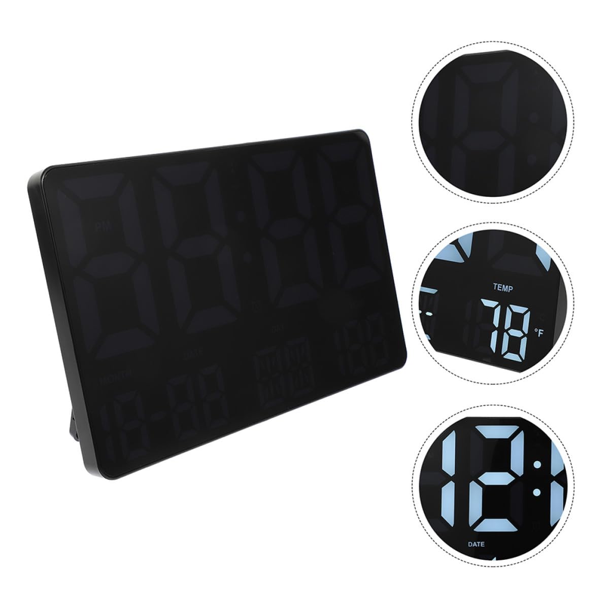 FOMIYES Orologio da Parete Digitale Nero Sensore di Pressione Atmosferica e Umidità, Display LED Grande per Soggiorno e Ufficio Calendario e Luci Colorate