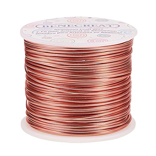 BENECREAT 15 Gauge 220FT Aluminum Jewelry Craft Wire - Anodized Metal Beading Wire for Floral Craft, Gem Wrapping, Necklace &amp; Bracelet Making - Copper Tone