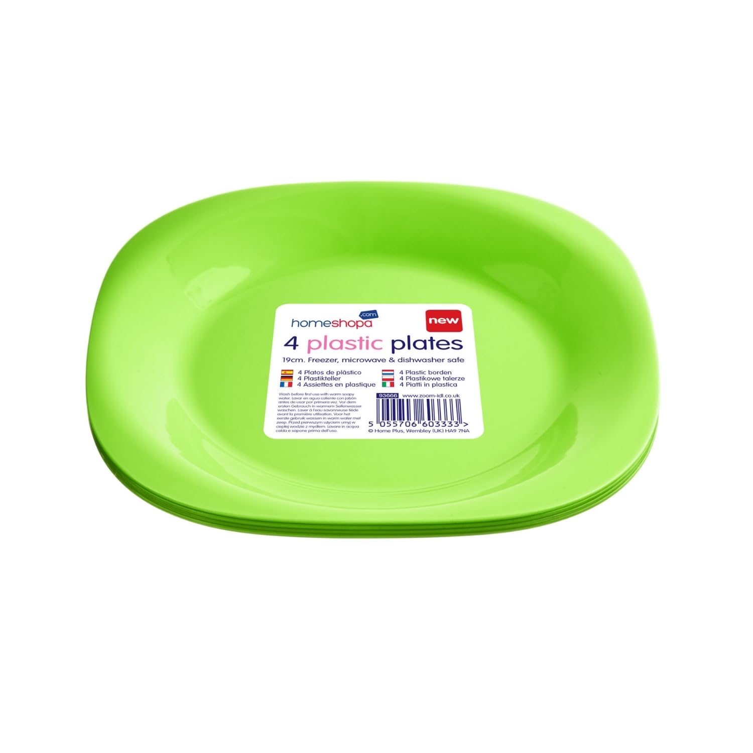HOMESHOPA Green Plastic Plates Set, 4-Pack 19cm Reusable Tableware, Party Serving Plates, Unbreakable, Microwave, Dishwasher & Freezer Safe — image 1