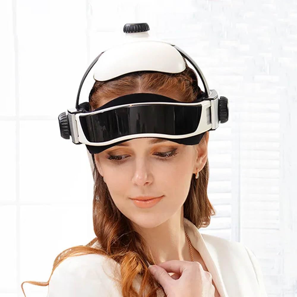 Elektryczny masażer głowy, hełm do masażu szyi, ugniatający, wibracyjny, gorący kompres, funkcja muzyczna, terapia głębokiego snu, łagodzi ból głowy