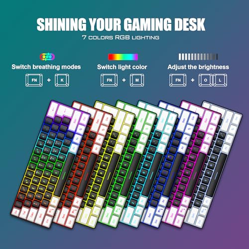 RedThunder 60% Gaming Keyboard and Mouse Combo, Ultra-Compact 61-Key RGB Backlit Mini Keyboard, Lightweight 7200 DPI Honeycomb Optical Mouse, RGB Wired Gaming Set for PC PS5 Xbox Gamer(Black-White)