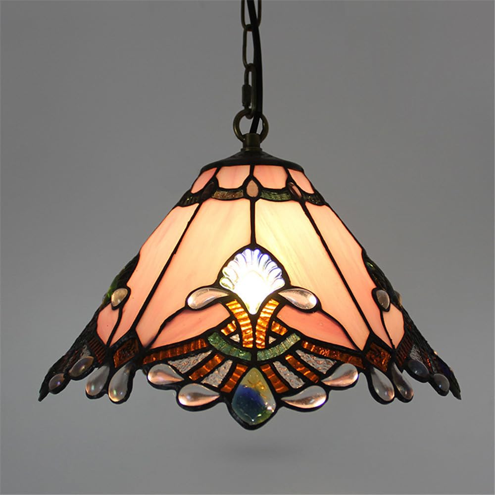 KXEcoLife Contemporary Luxury Restaurant Pendant Lamp LED American Creativity Living Room Bedroom Hotel Villa Corridor Cafe Bar Staircase Color Glass Chandelier (F D30CM)