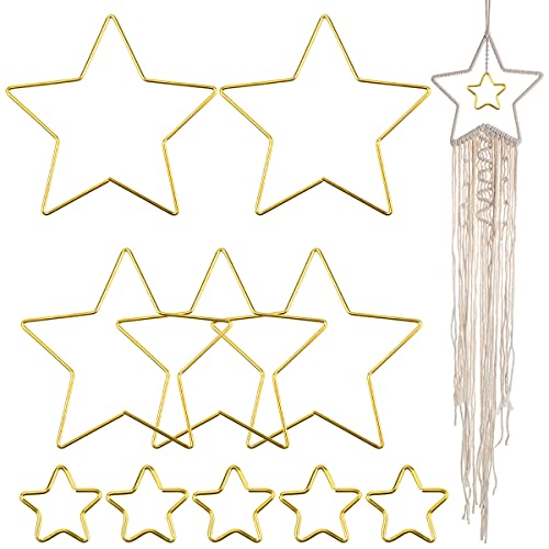 Enenes 10 PCS Dream Catcher Rings, 2 Sizes Star Shaped Metal Hoops