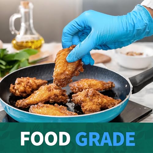 Supmedic Vinyl Disposable Exam Gloves, 4 Mil Powder-Free Latex-Free Food Grade Cooking Cleaning Medical Glove, Blue 100 Pcs (X-Large)