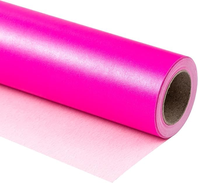 WRAPAHOLIC Solid Color Premium Pearl Glossy Wrapping Paper, Hot Pink Matte Gift Wrapping Paper - Perfect for Wedding,Valentine's Day,Birthday,Party(17in x 32.8ft Roll, 46 Sq. Ft)