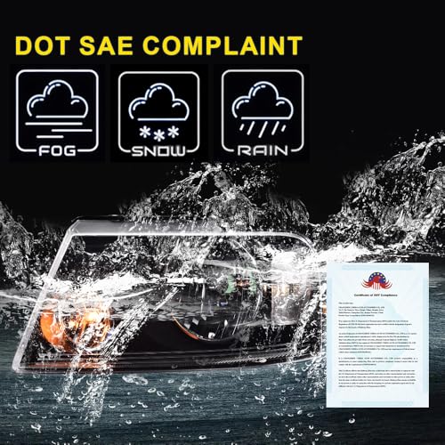 Image of GRAND ORANGE Headlight Assembly Compatible with Ford F150 2004 2005 2006 2007 2008 / Fit Lincoln Mark LT 2006-2008 Driver & Passenger Side Headlamp Clear lens Black Houing Clear Reflector