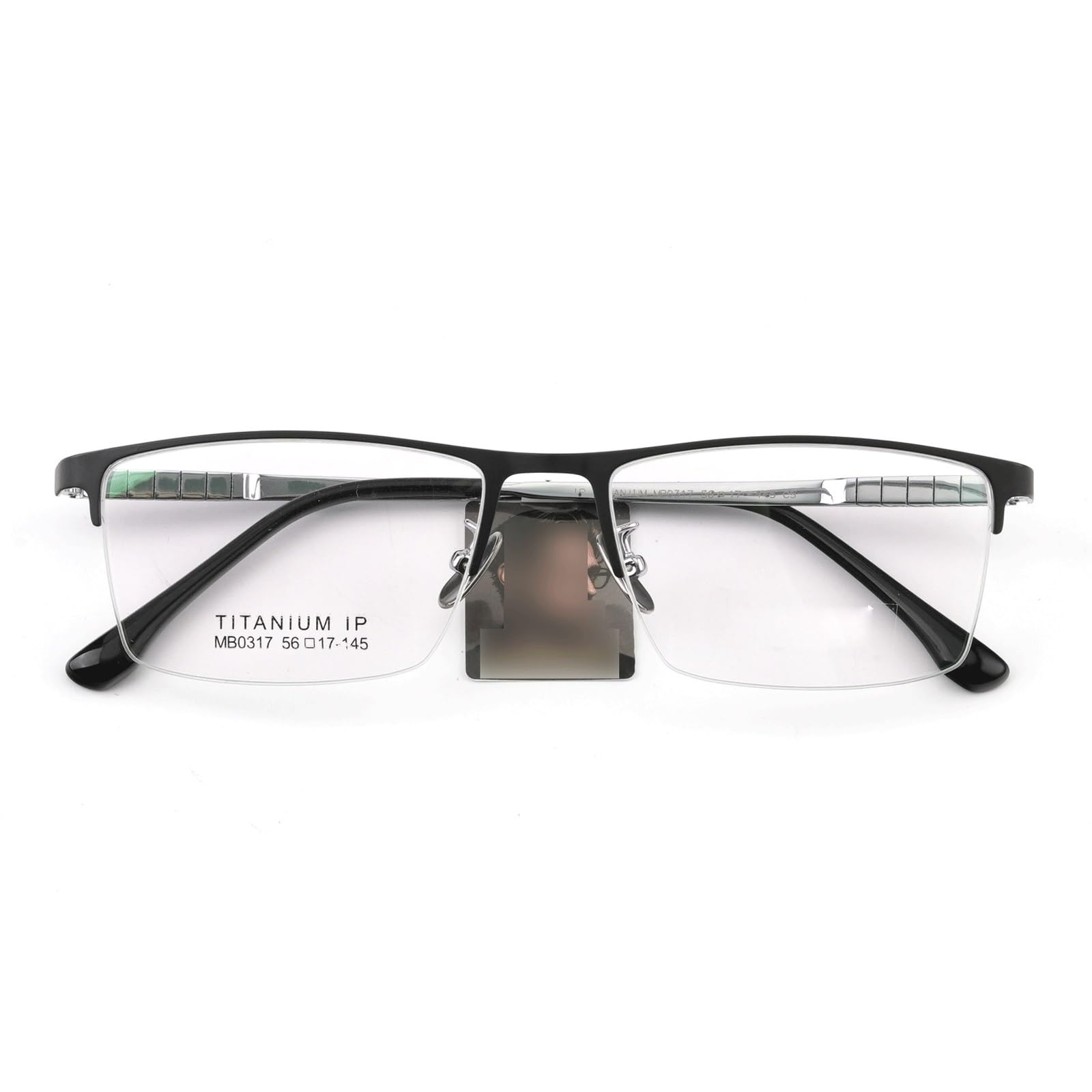 KLJUddGY Titanium Eyewear Frames Men Semi-Rim Spectacles Reading Glasses Non Prescription Eyeglasses Fashion Decorative Accessories(Silver)