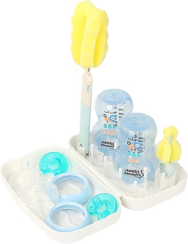 naosummy Estante de secado de biberones de viaje para bebés con cepillo de botella para viajes en casa Camping