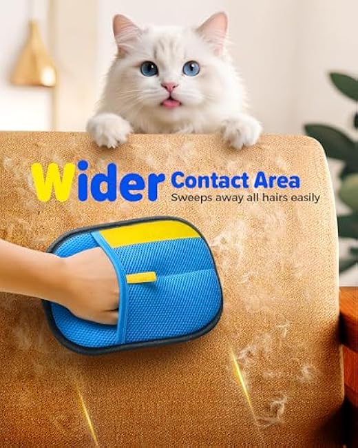 2025 Thickened Electrostatic Pet Hair Removal Gloves (2 Pcs) - Reusable Strong Grooming Gloves for Cats & Dogs, Hair Remover for Couch, Furniture, Carpet, Car Seats & Clothing (Blue)-DFok9B3k