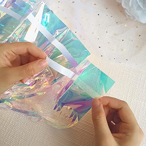 CHRORINE 6.5Ft/2M Rainbow Tinsel Foil Fringe Curtains Christmas Curtains Party Streamers Backdrop for Unicorn Rainbow Birthday Hen Party Bridal Shower Decorations Supplies