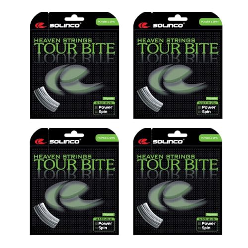 Solinco Tour Bite Tennis String - 4 Packs (Silver, 15L)