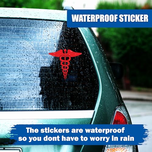 Image of Red Doctor Car Decal Sticker Doctor Logo Sticker for Car and Bike Reflective and Water Proof Pack of 2 (Size 3.5 by 4 Inch)