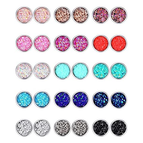 Boao 15 Pairs Druzy Stud Earrings Cover